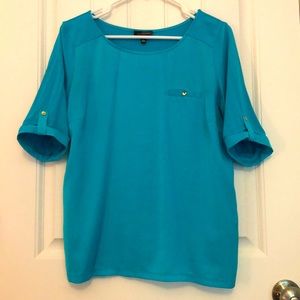 Teal blouse with button details